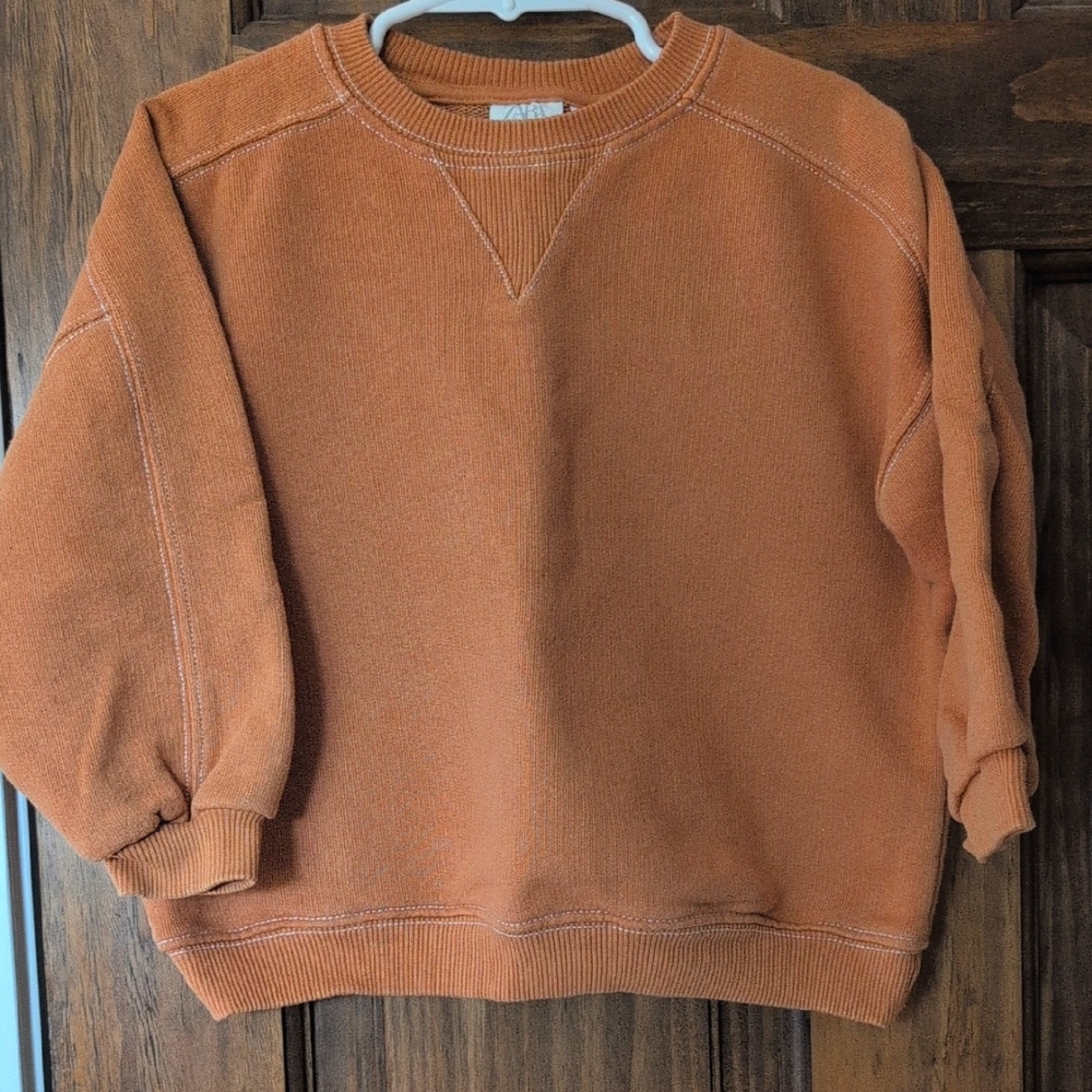 Zara Orange Cotton Sweatshirt